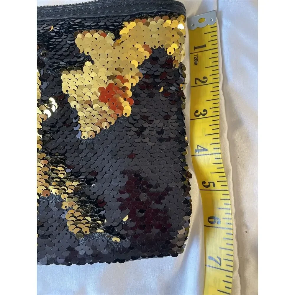 Chico’s Black Gold Sequin Clutch Evening Bag Removable‎ Strap , New without Tags
